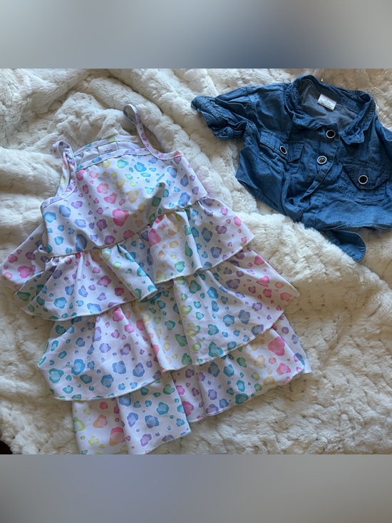 Other - 🌈 Boutique Toddler Small Rainbow Leopard Dress Set